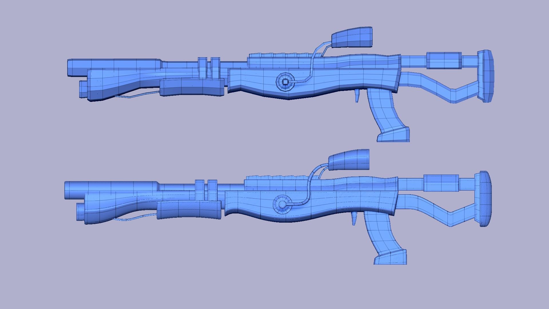 Sci-Fi Blue Camouflage Shotgun - Gun Weaponry Low-poly 3D model_15