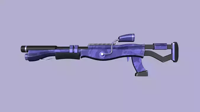 Sci-Fi Blue Camouflage Shotgun - Gun Weaponry Low-poly 3D model