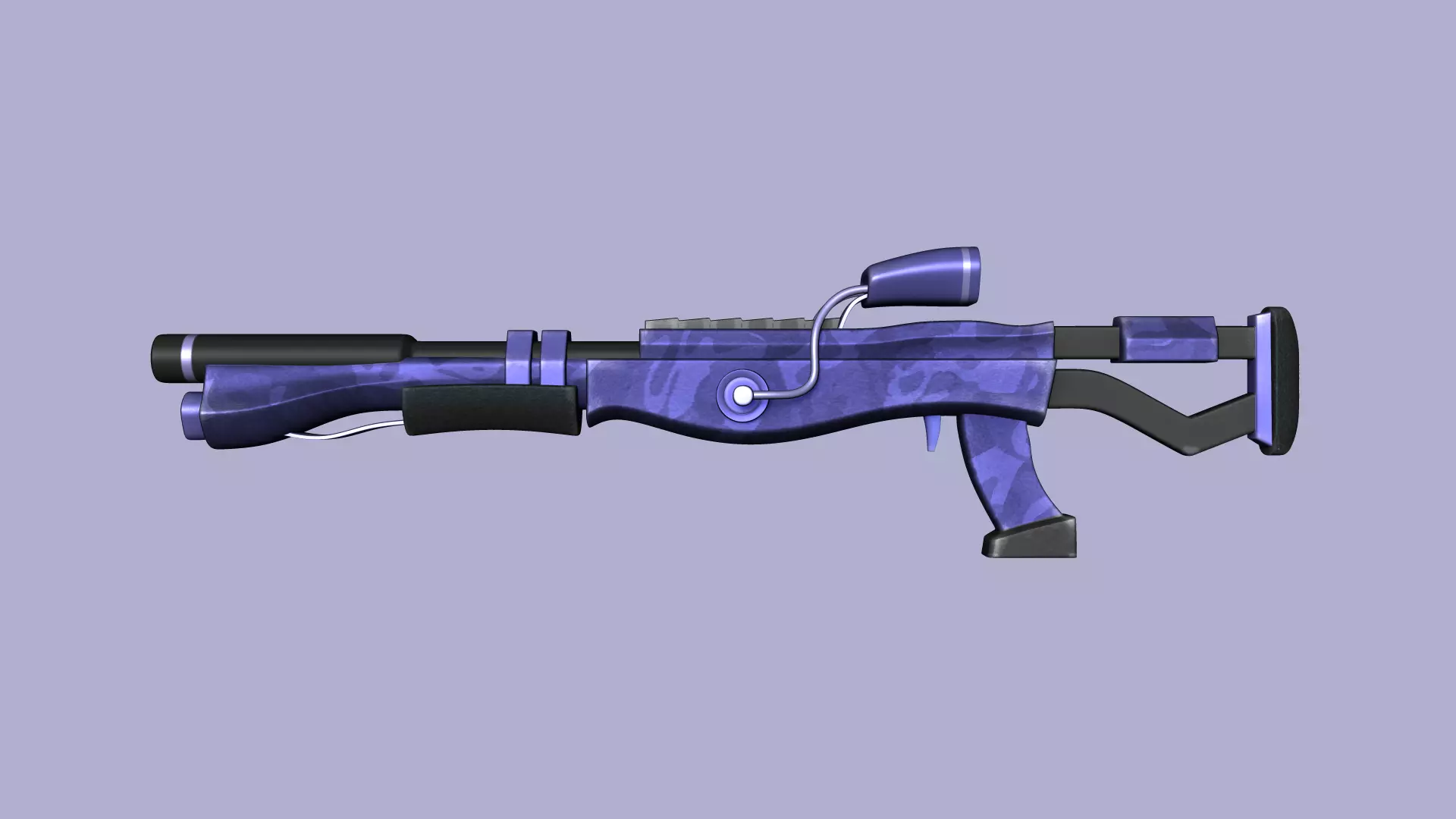 Sci-Fi Blue Camouflage Shotgun - Gun Weaponry Low-poly 3D model_0