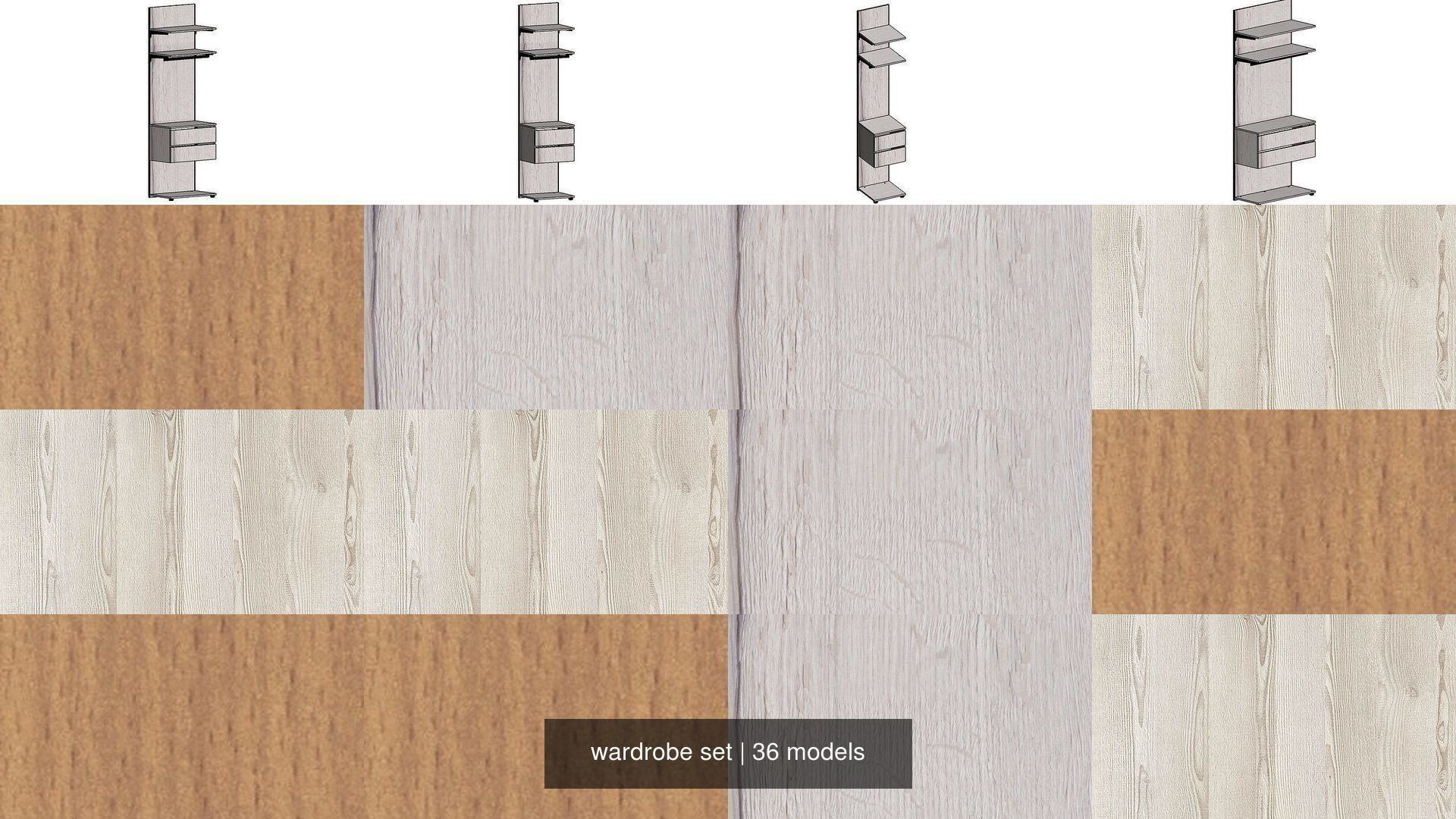 wardrobe set shelving unit with two shelves 3D Model Collection_4