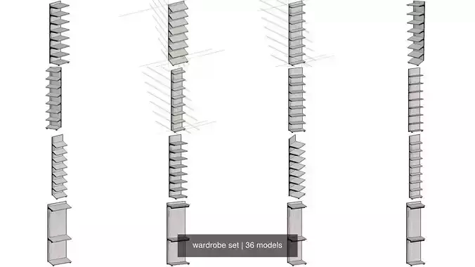 wardrobe set shelving unit with two shelves