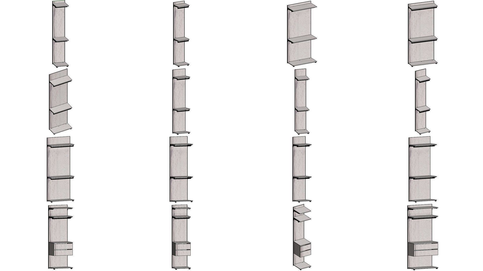 wardrobe set shelving unit with two shelves 3D Model Collection_1