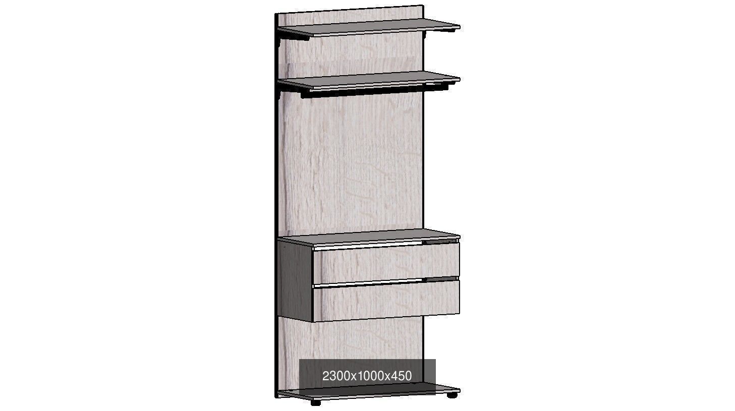 wardrobe set shelving unit with two shelves 3D Model Collection_36