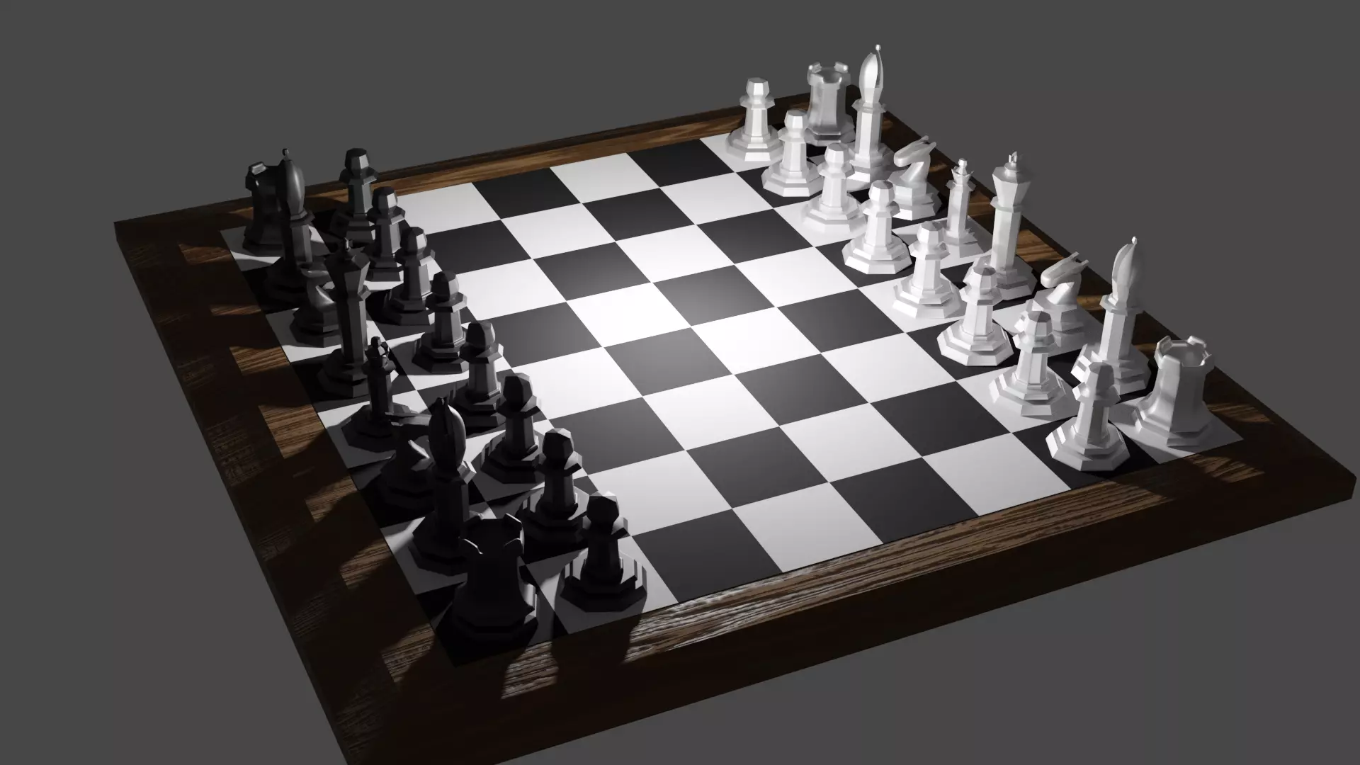 Chess set piece Low-poly 3D model_0