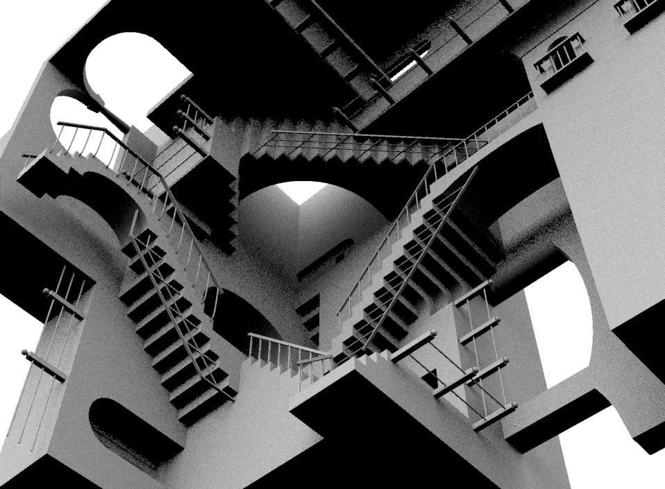 M C Escher Relativity 3D model_10