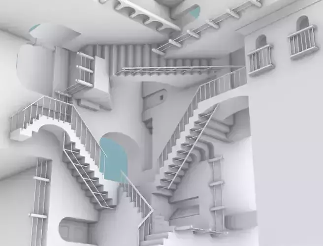 M C Escher Relativity 3D model