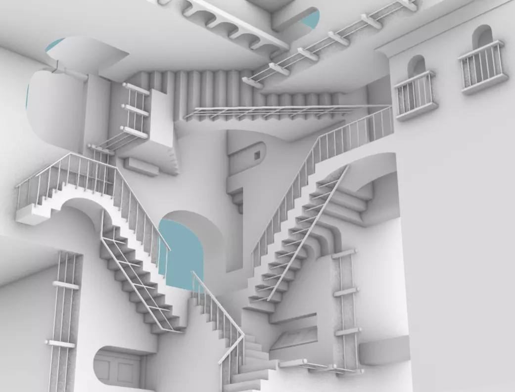 M C Escher Relativity 3D model_0