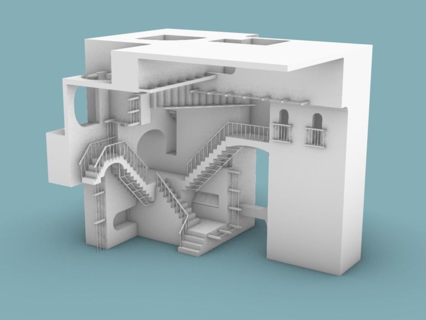 M C Escher Relativity 3D model_1