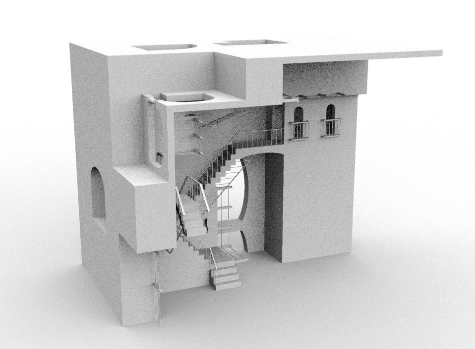 M C Escher Relativity 3D model_4