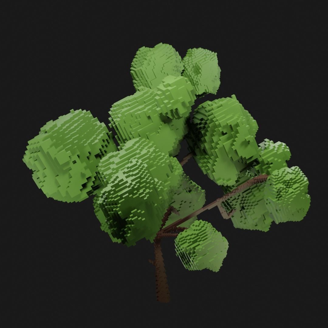 Voxel Trees Asset Low-poly  Free low-poly 3D model_5