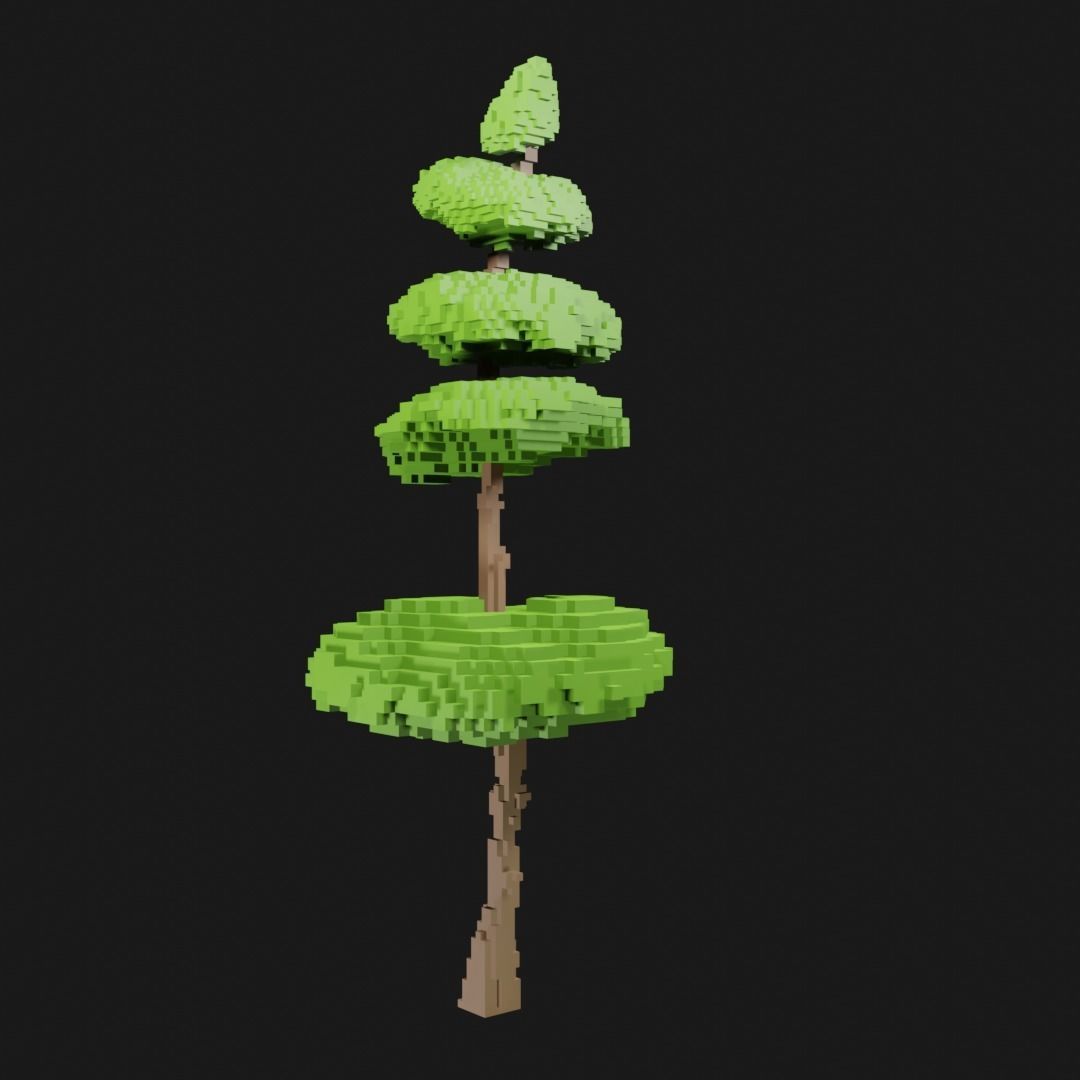 Voxel Trees Asset Low-poly  Free low-poly 3D model_3