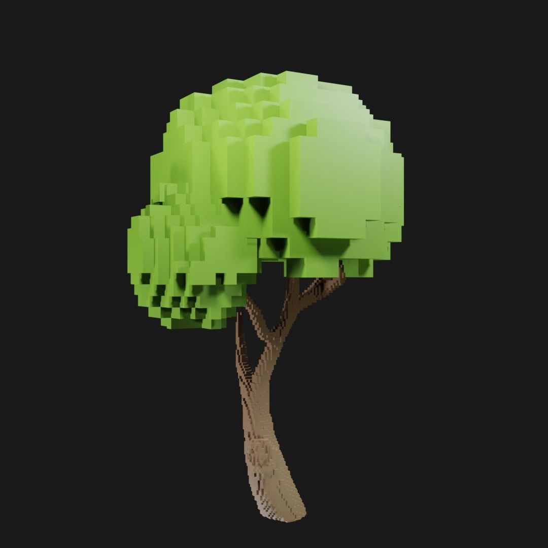 Voxel Trees Asset Low-poly  Free low-poly 3D model_7