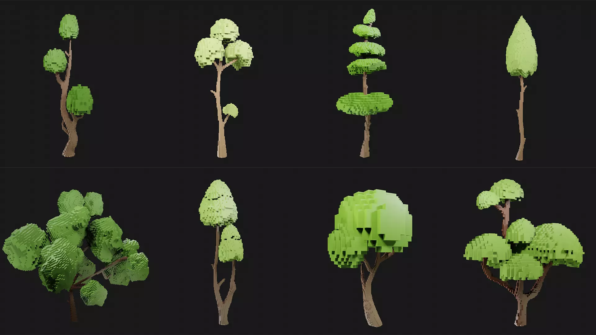 Voxel Trees Asset Low-poly  Free low-poly 3D model_0
