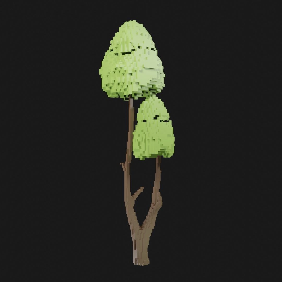 Voxel Trees Asset Low-poly  Free low-poly 3D model_6