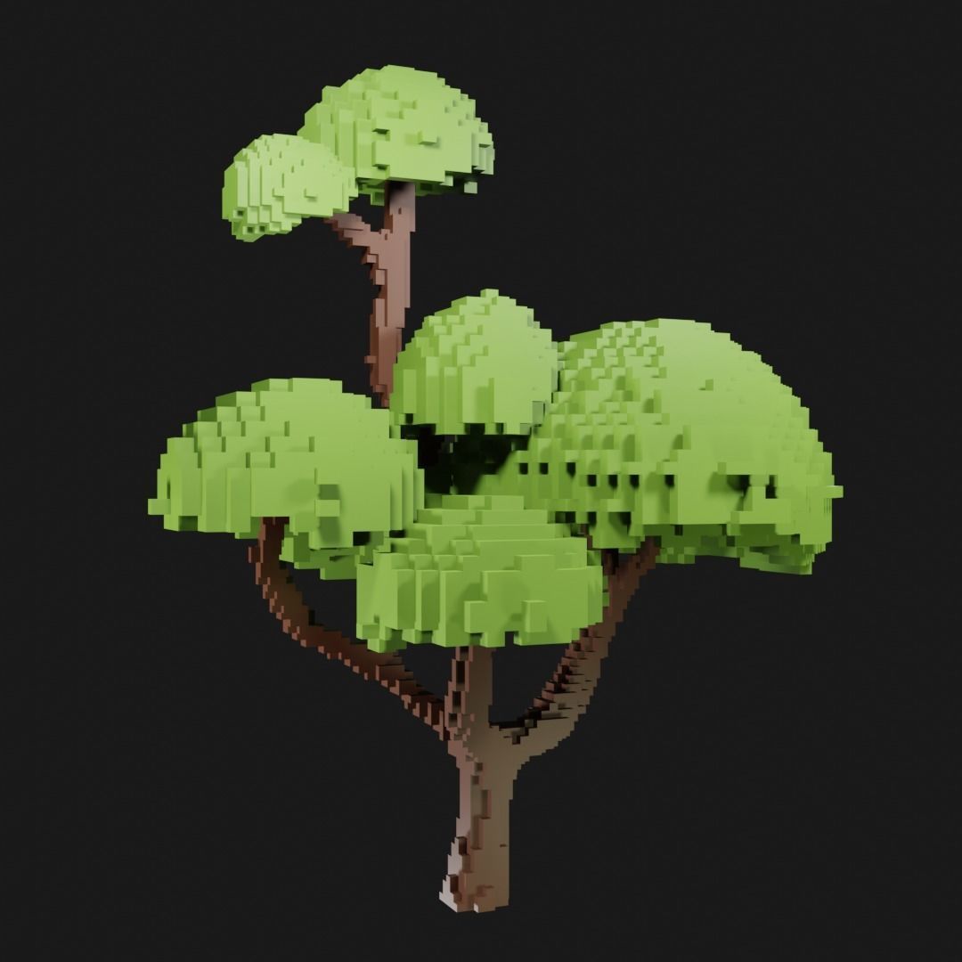 Voxel Trees Asset Low-poly  Free low-poly 3D model_8