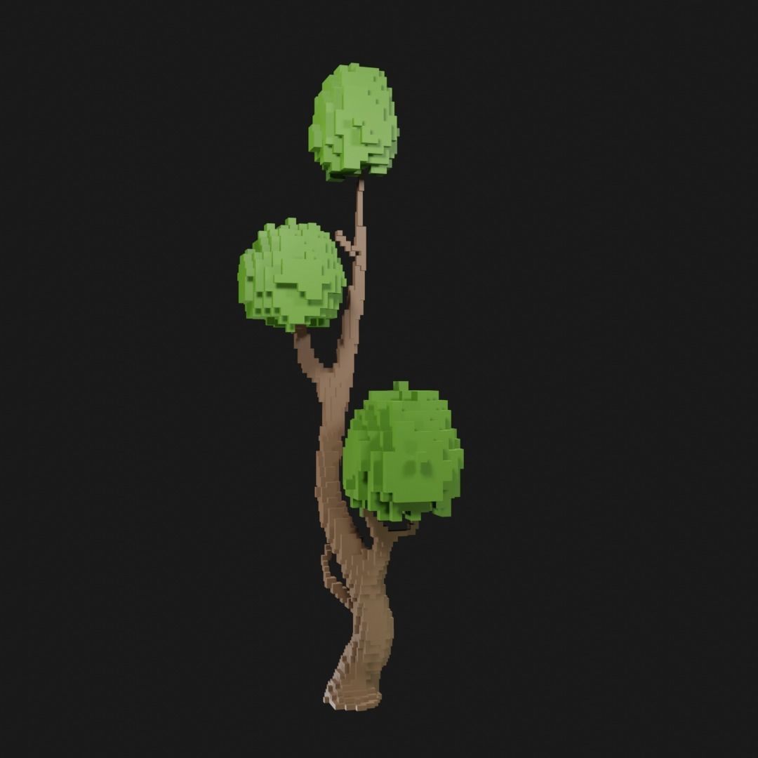 Voxel Trees Asset Low-poly  Free low-poly 3D model_1