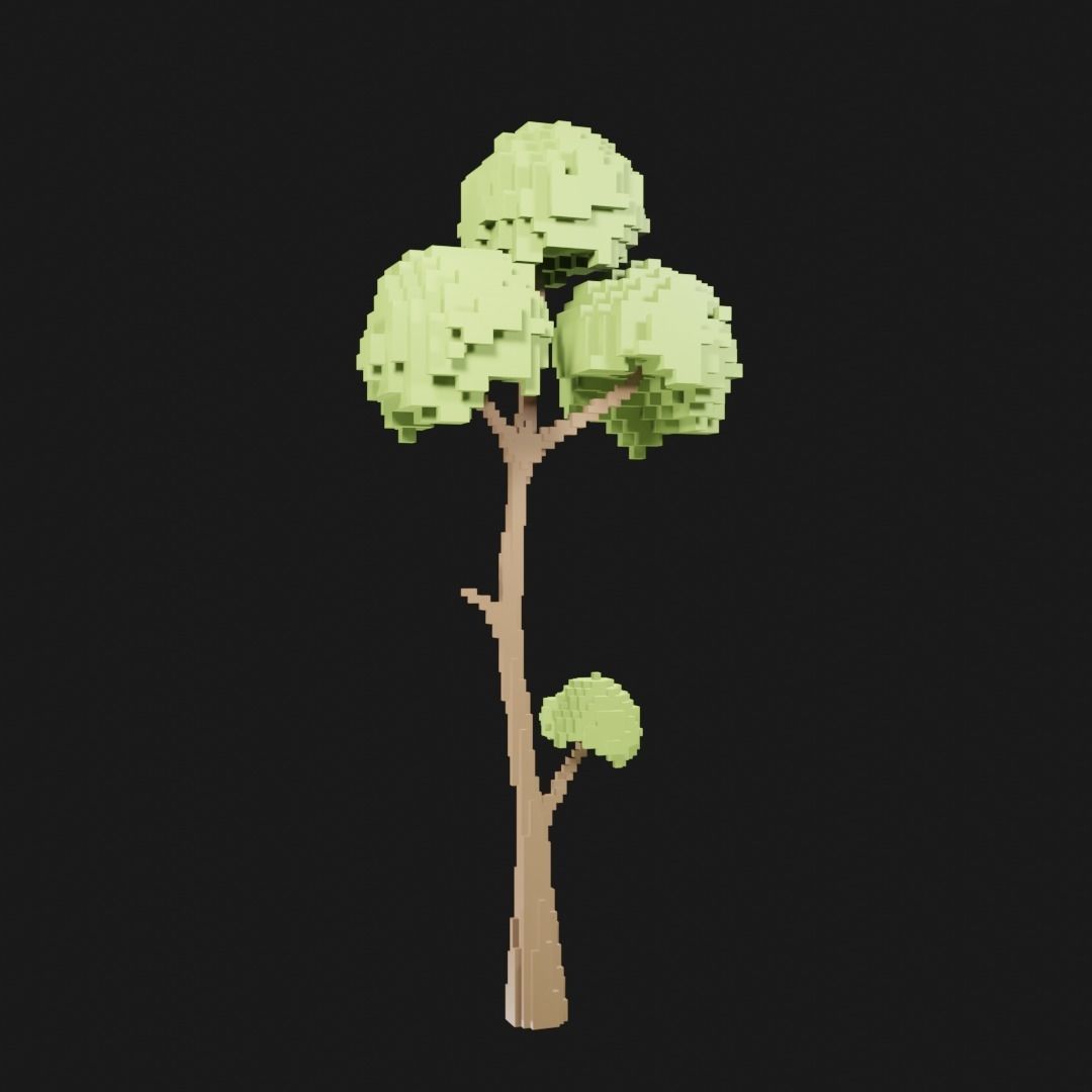 Voxel Trees Asset Low-poly  Free low-poly 3D model_2