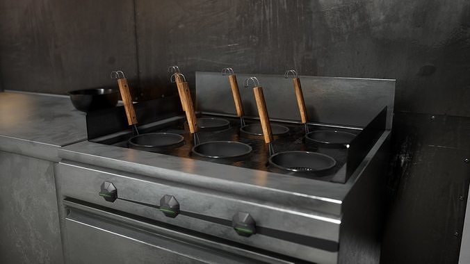 Restaurant Kitchen Asset Pack - 58 Game-Ready Assets Low-poly 3D model 6