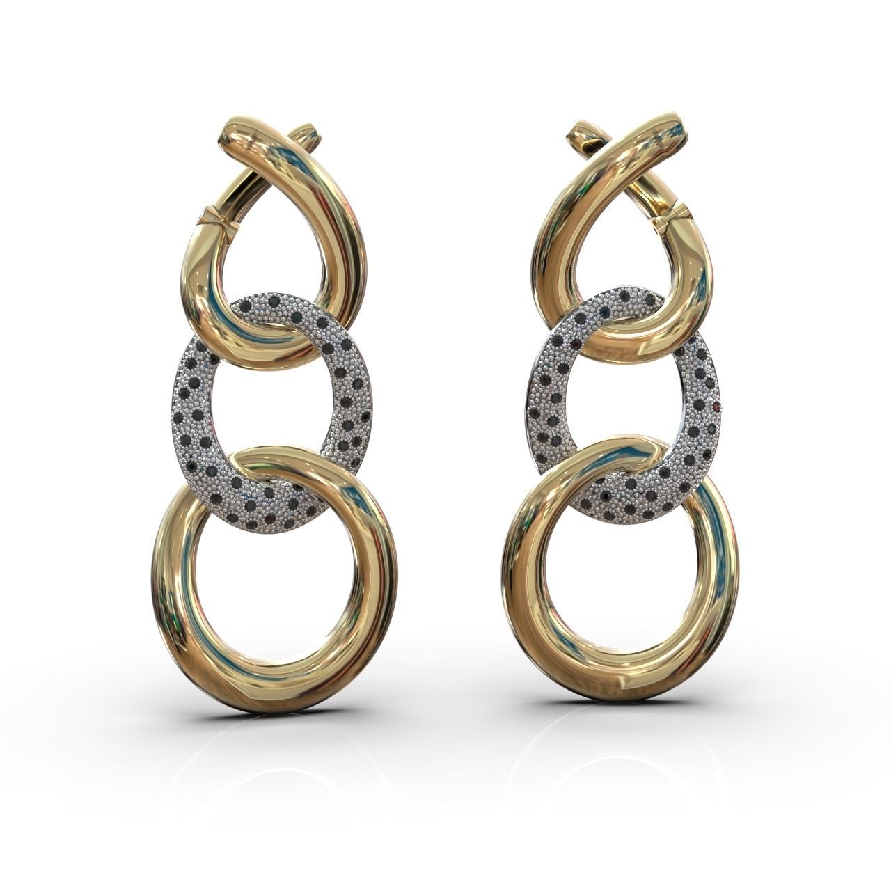 earrings with stones 3D print model_4
