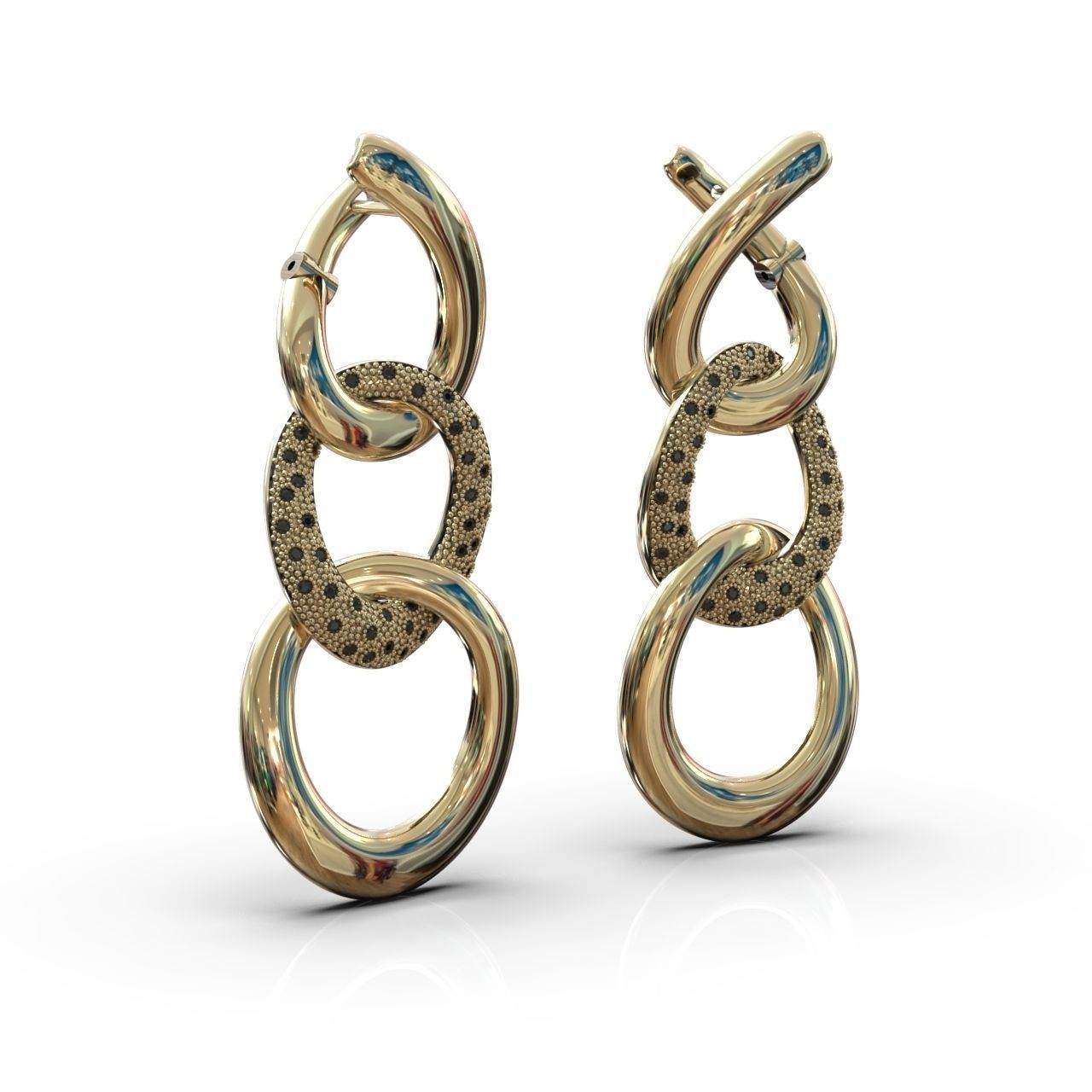 earrings with stones 3D print model_17