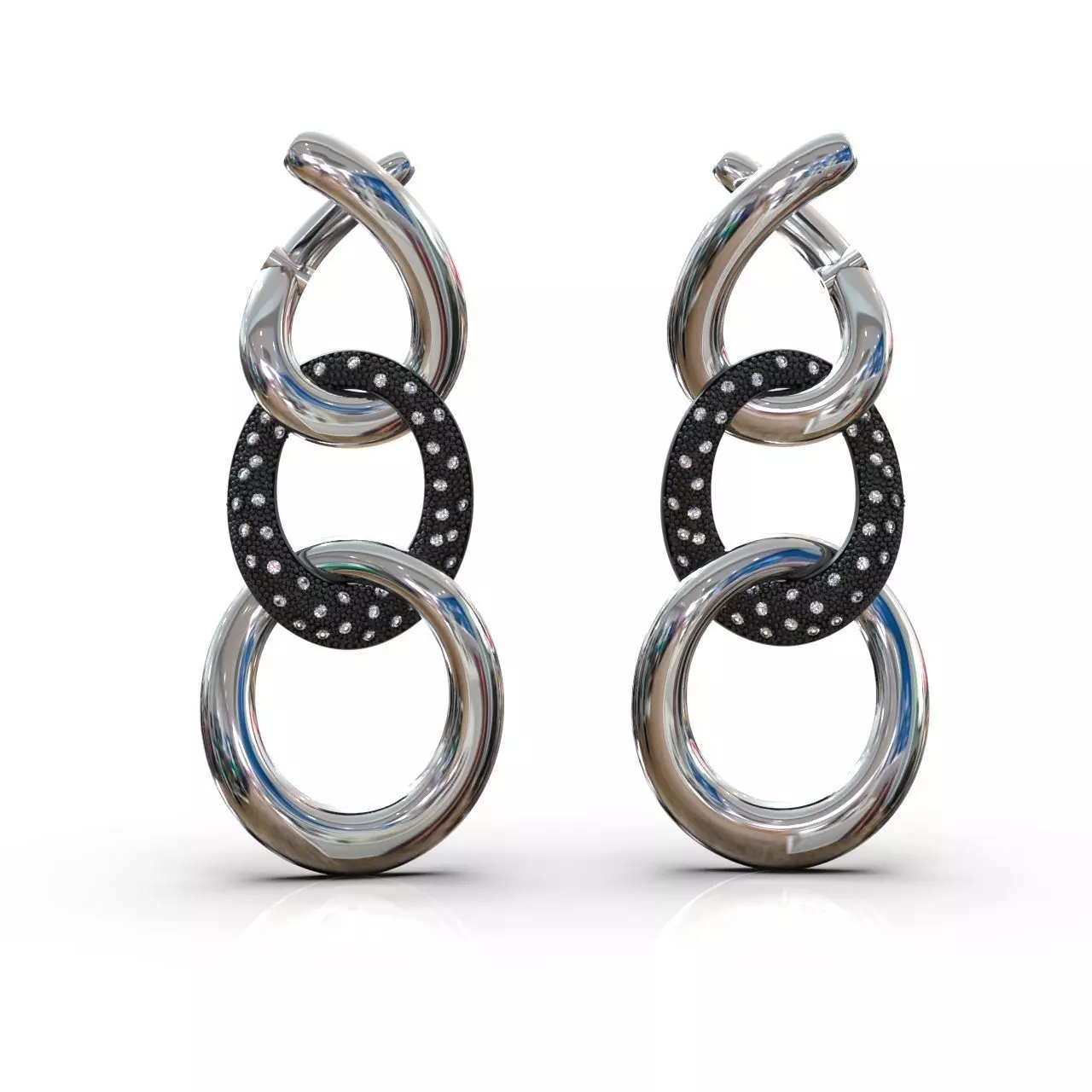 earrings with stones 3D print model_0