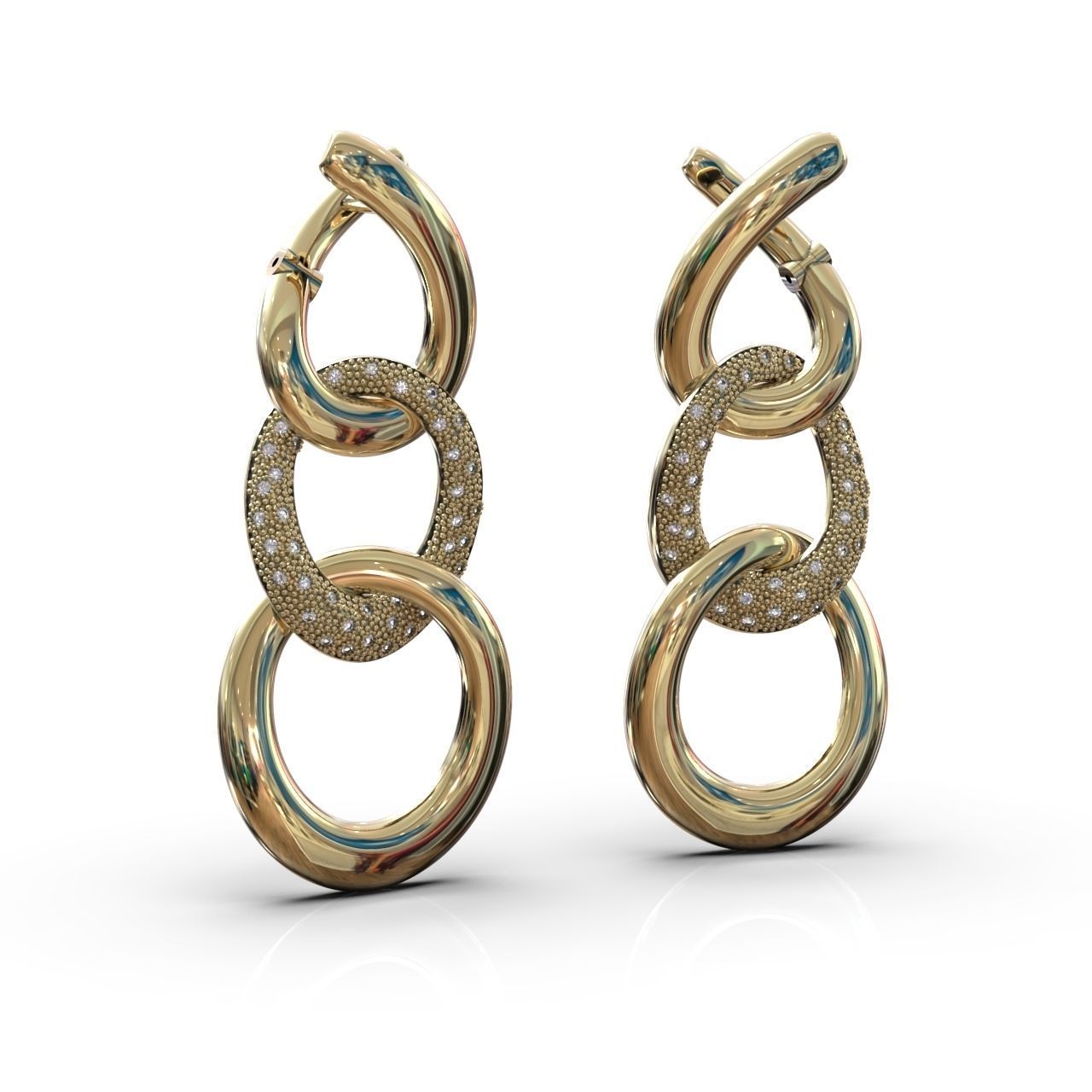 earrings with stones 3D print model_19