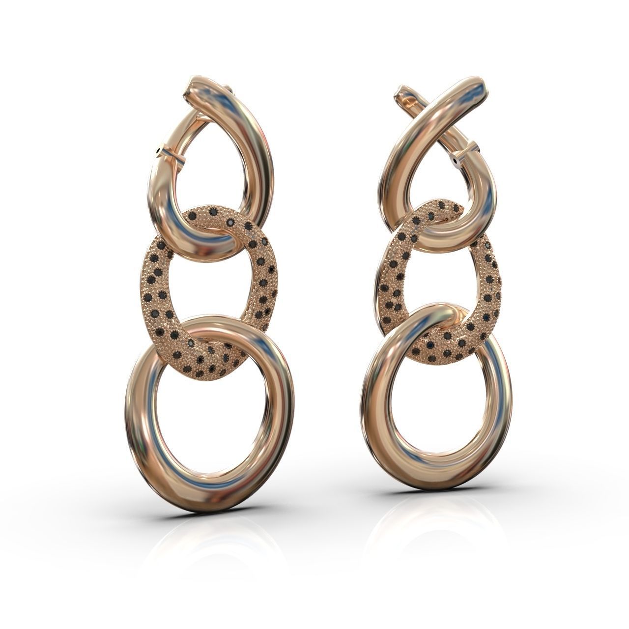 earrings with stones 3D print model_13