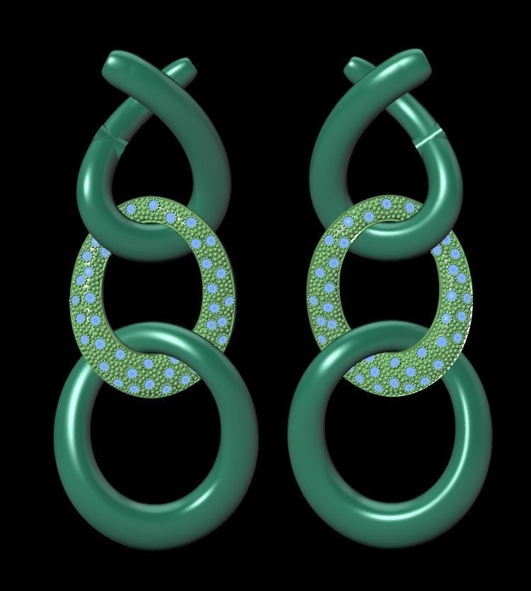 earrings with stones 3D print model_30
