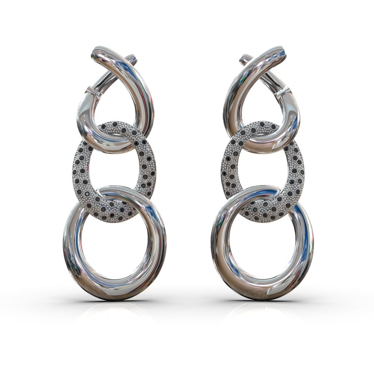 earrings with stones 3D print model_8