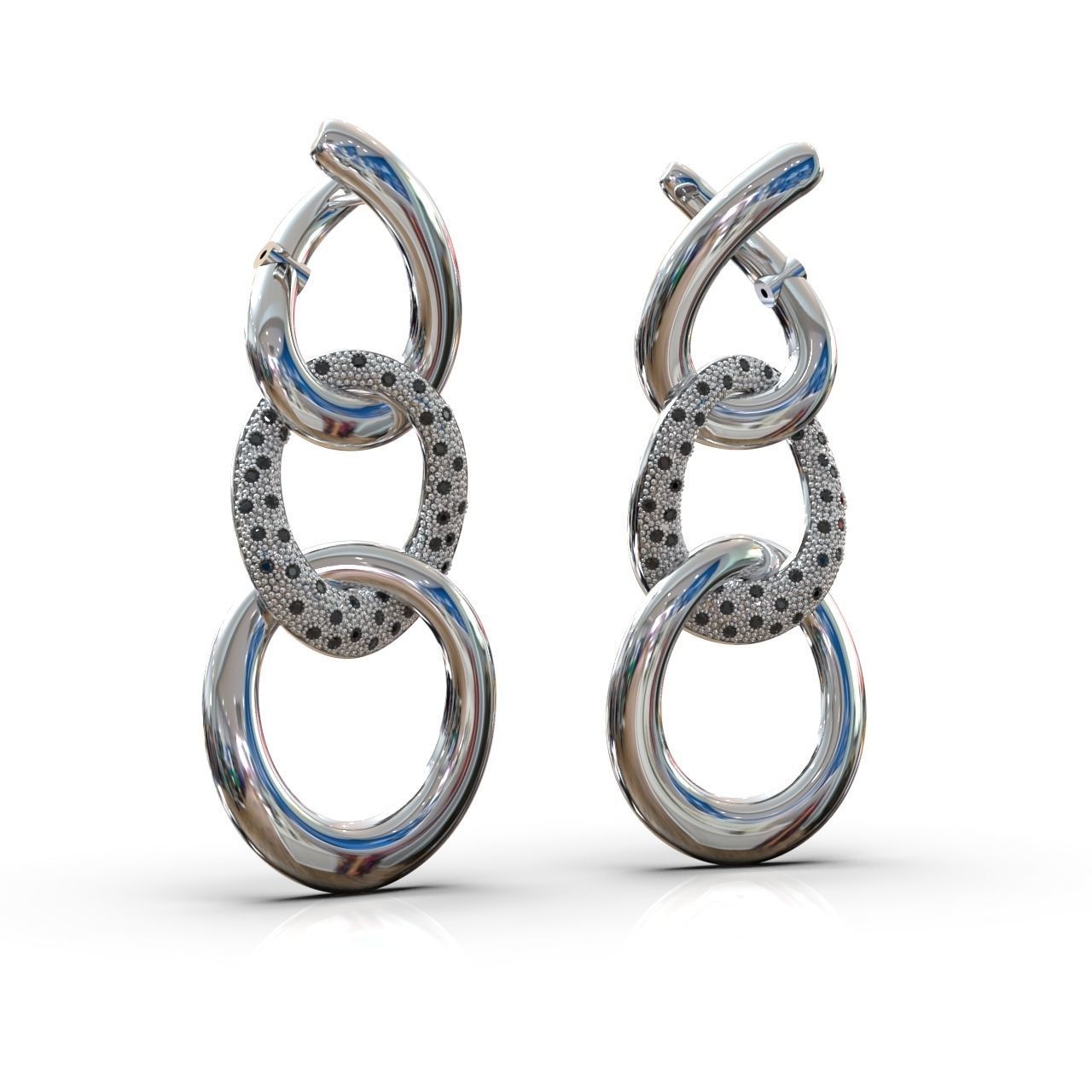 earrings with stones 3D print model_9