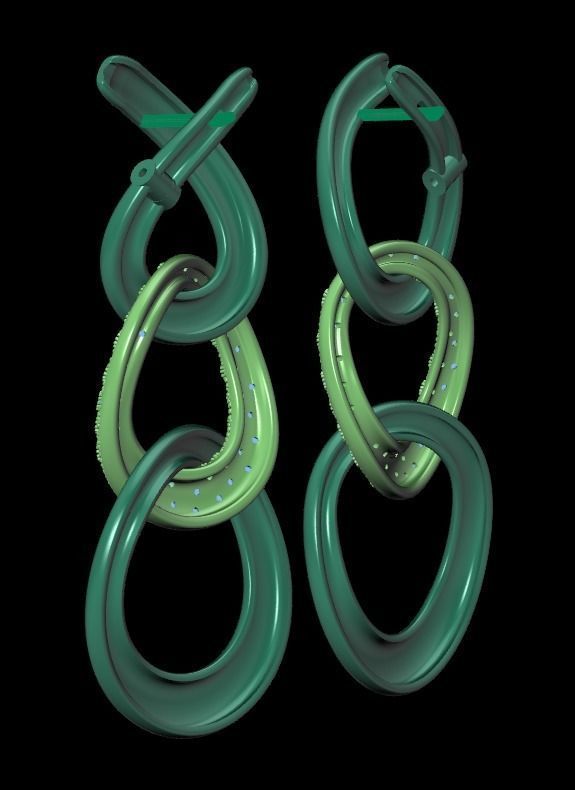 earrings with stones 3D print model_29