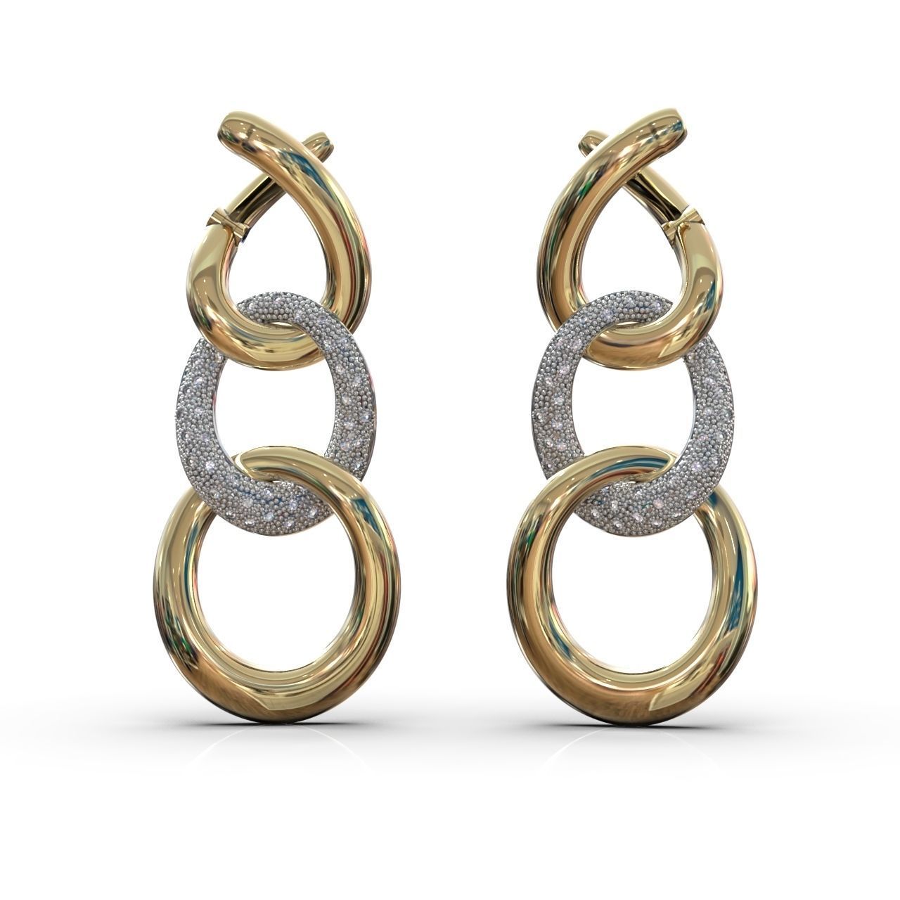 earrings with stones 3D print model_2
