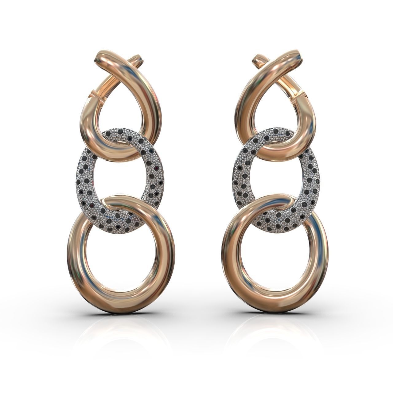 earrings with stones 3D print model_6