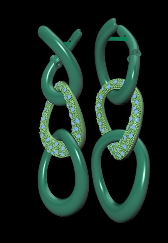 earrings with stones 3D print model_27