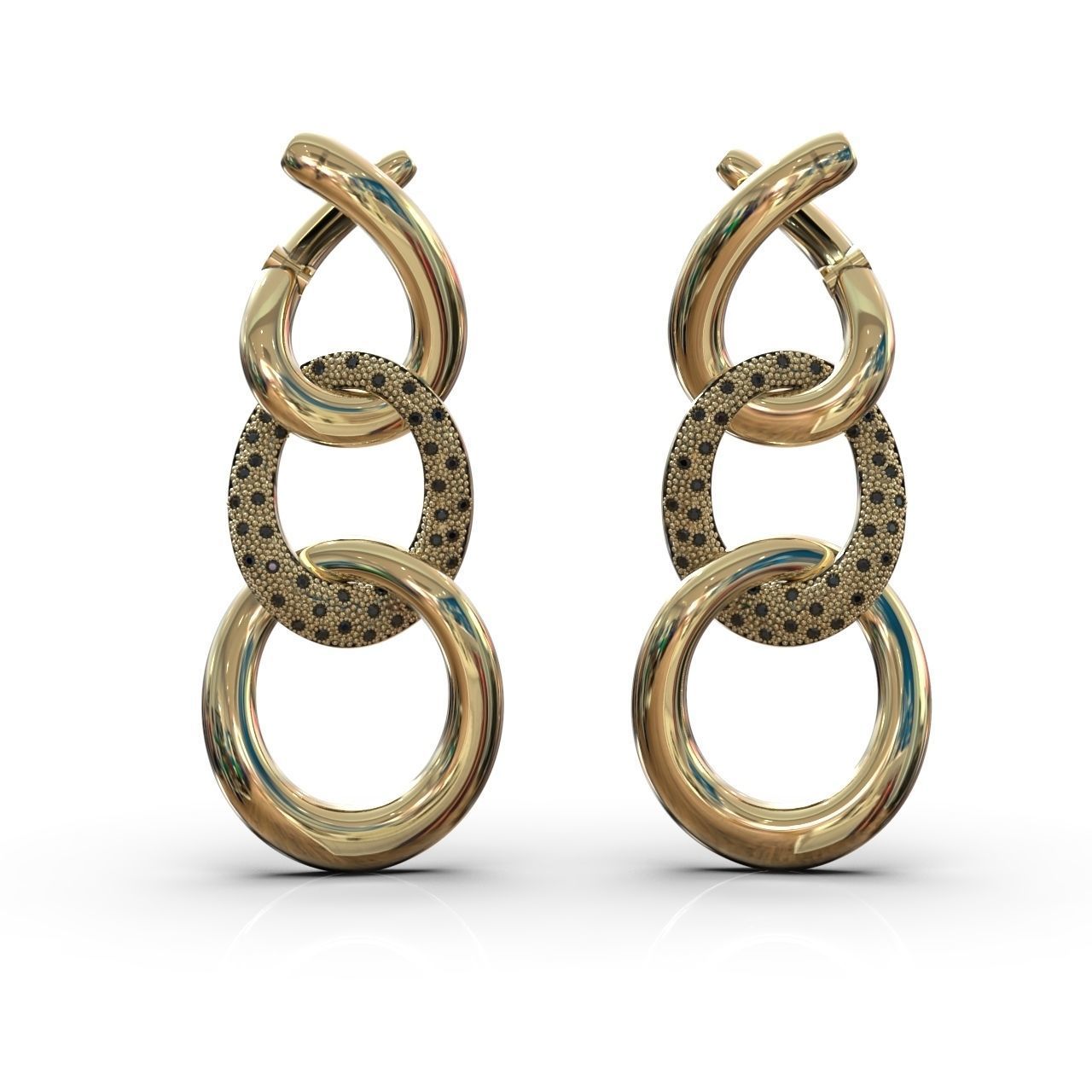 earrings with stones 3D print model_16