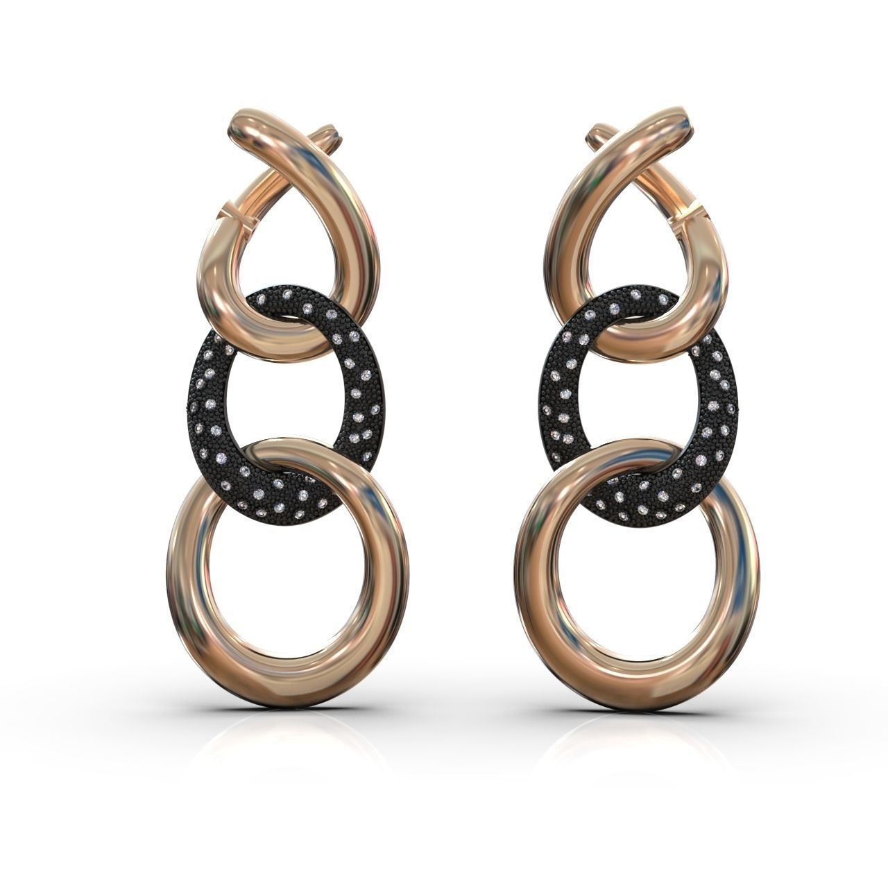 earrings with stones 3D print model_22