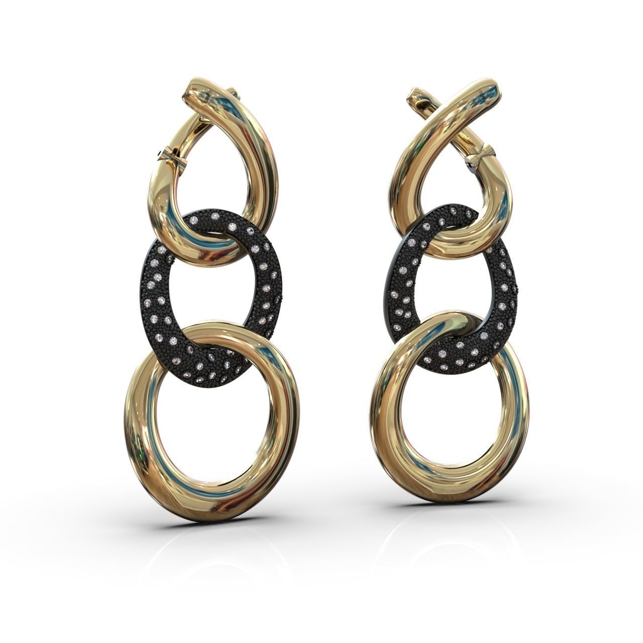 earrings with stones 3D print model_21