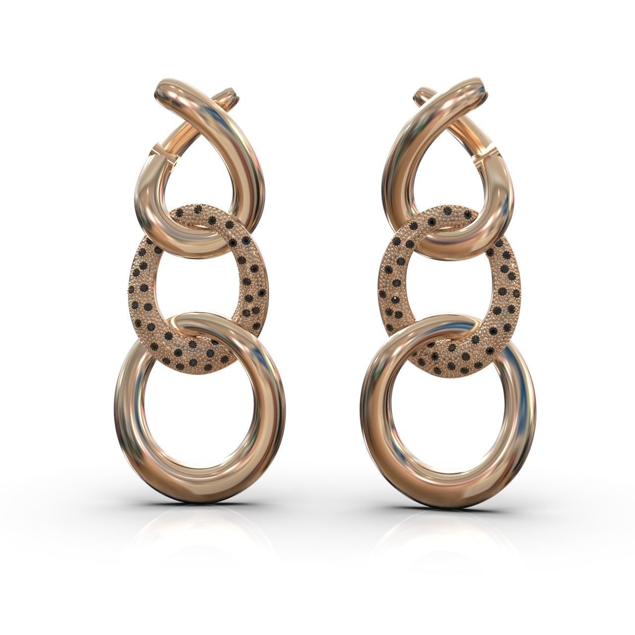 earrings with stones 3D print model_12