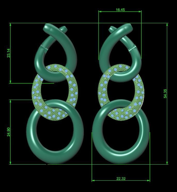 earrings with stones 3D print model_25