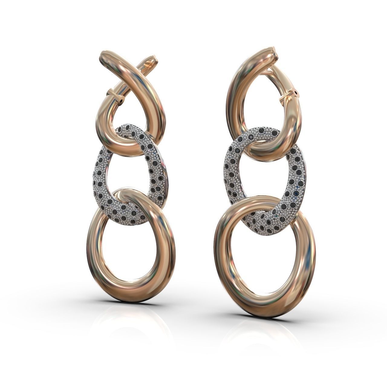 earrings with stones 3D print model_7