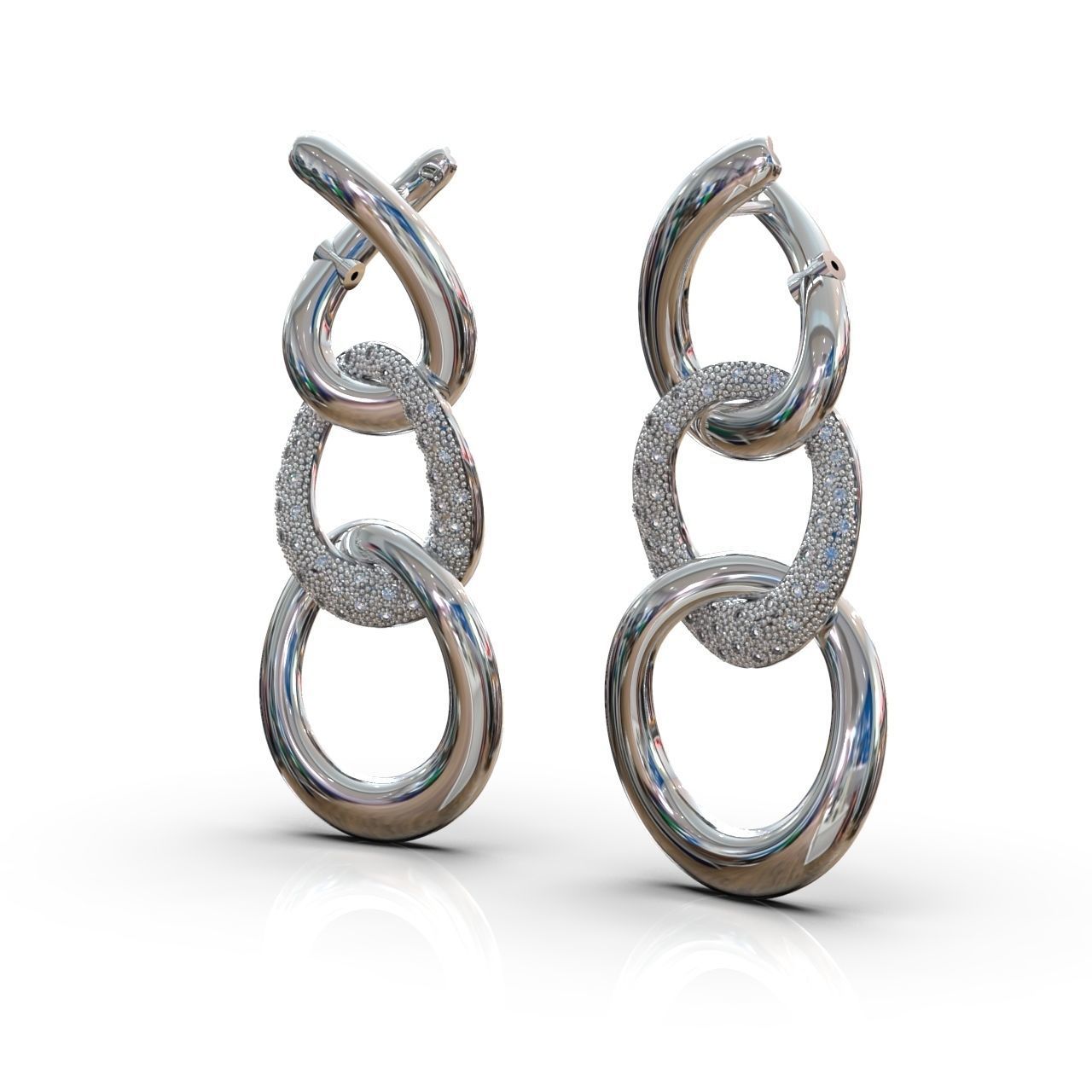 earrings with stones 3D print model_11