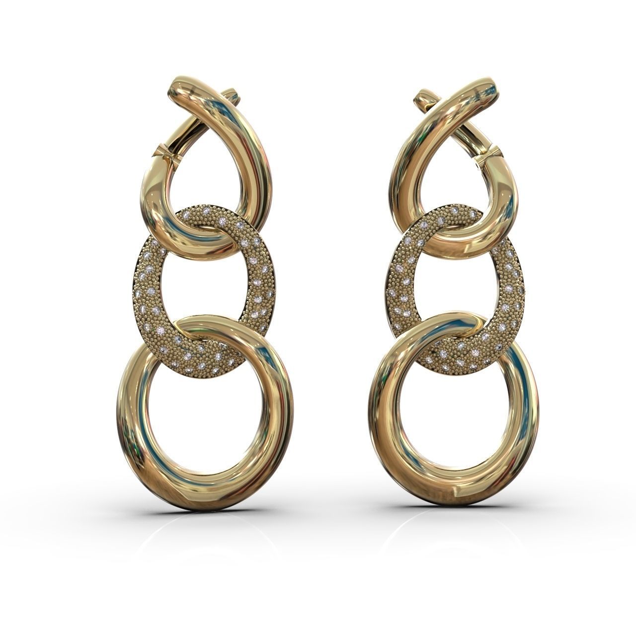 earrings with stones 3D print model_18