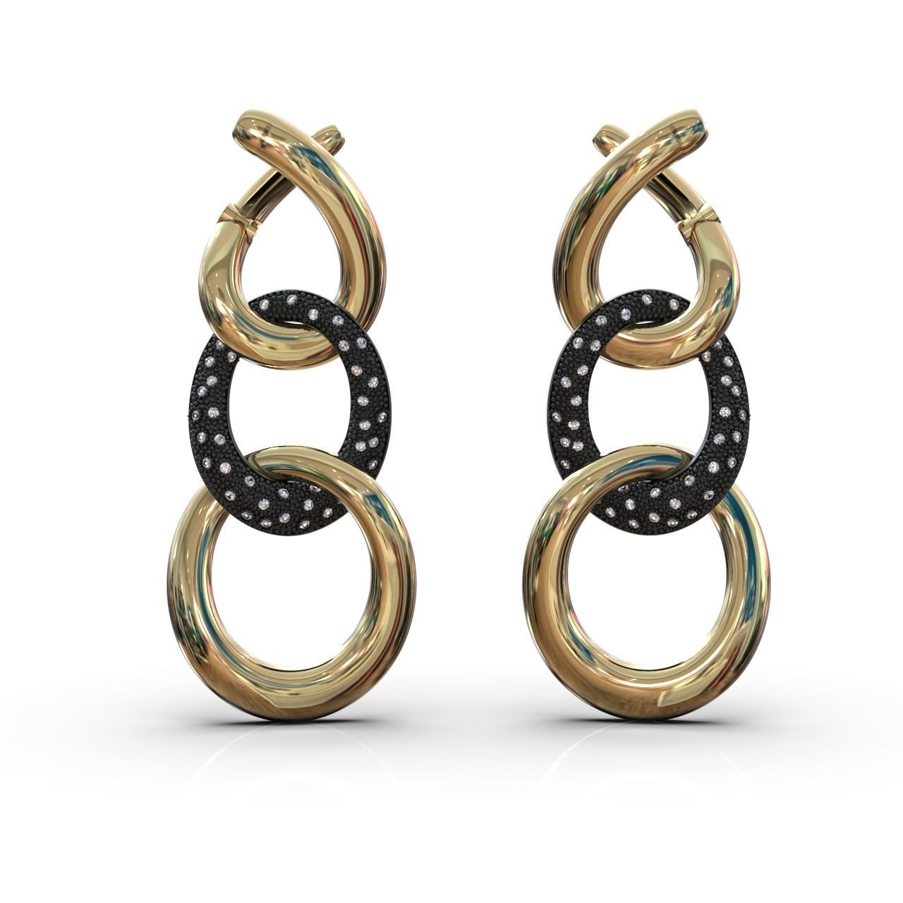earrings with stones 3D print model_20