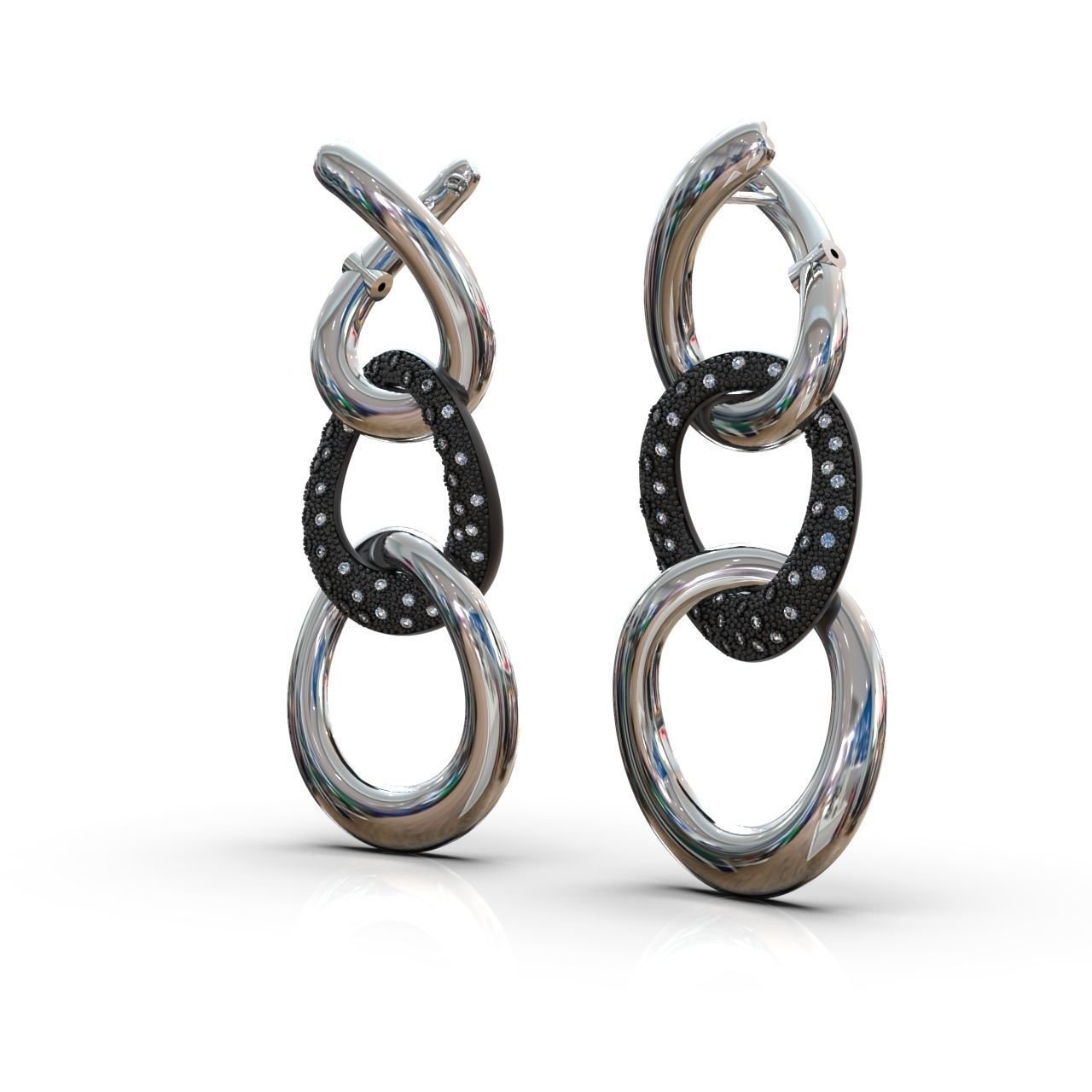 earrings with stones 3D print model_1