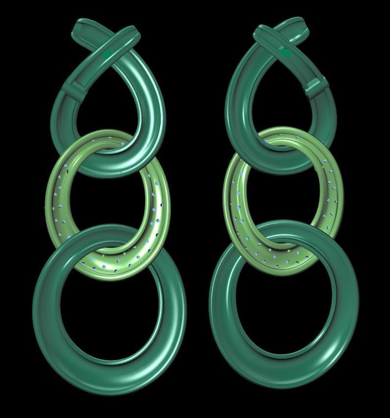 earrings with stones 3D print model_28