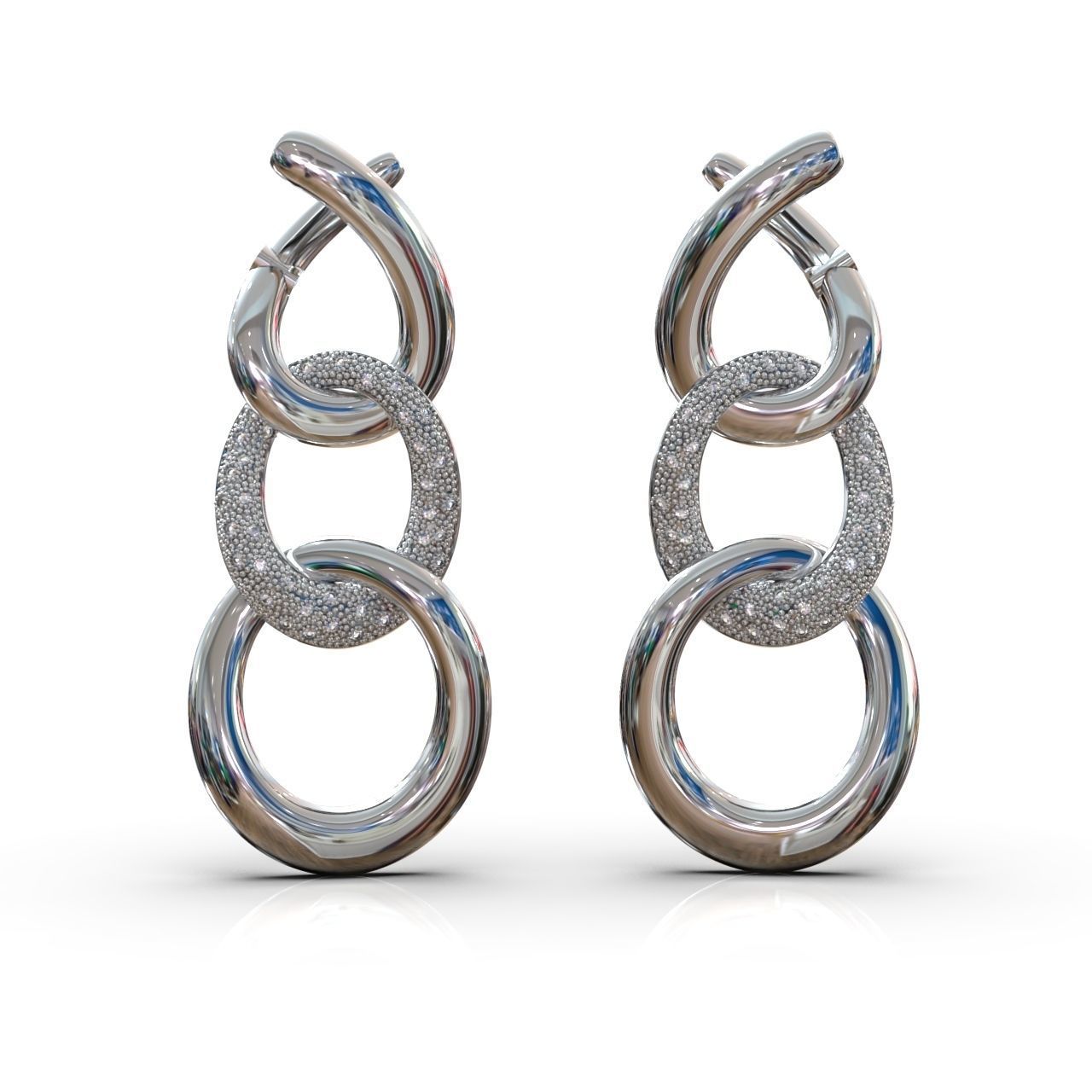 earrings with stones 3D print model_10