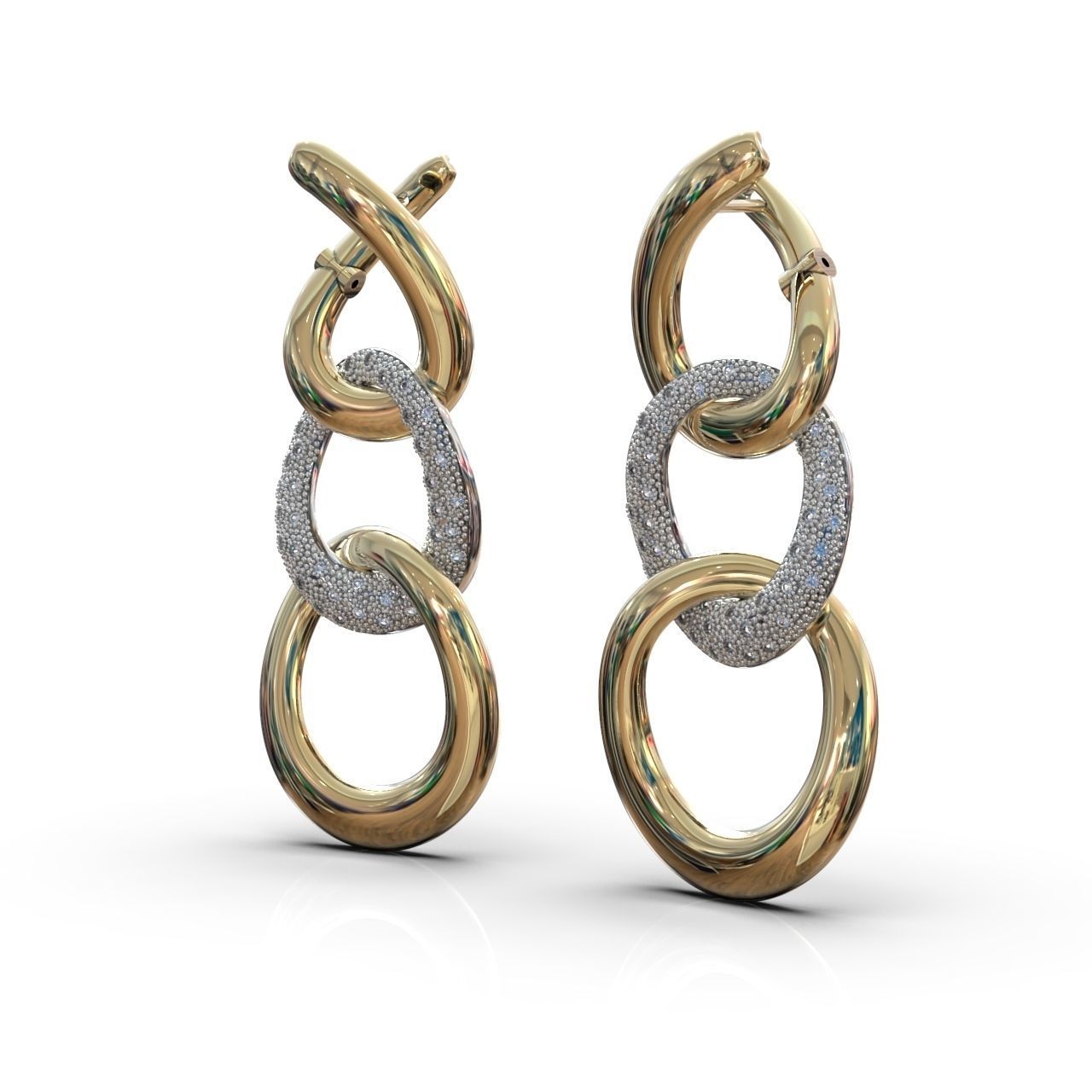 earrings with stones 3D print model_3