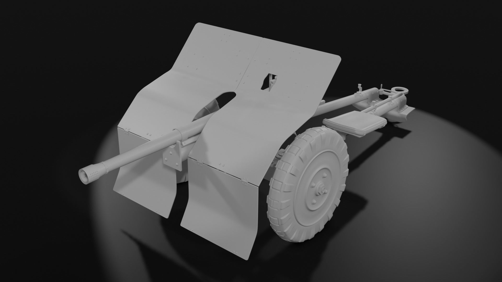 Bofors 37 mm anti-tank gun 3D model_2