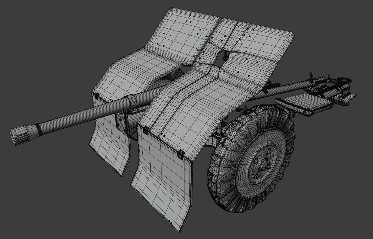 Bofors 37 mm anti-tank gun 3D model_5