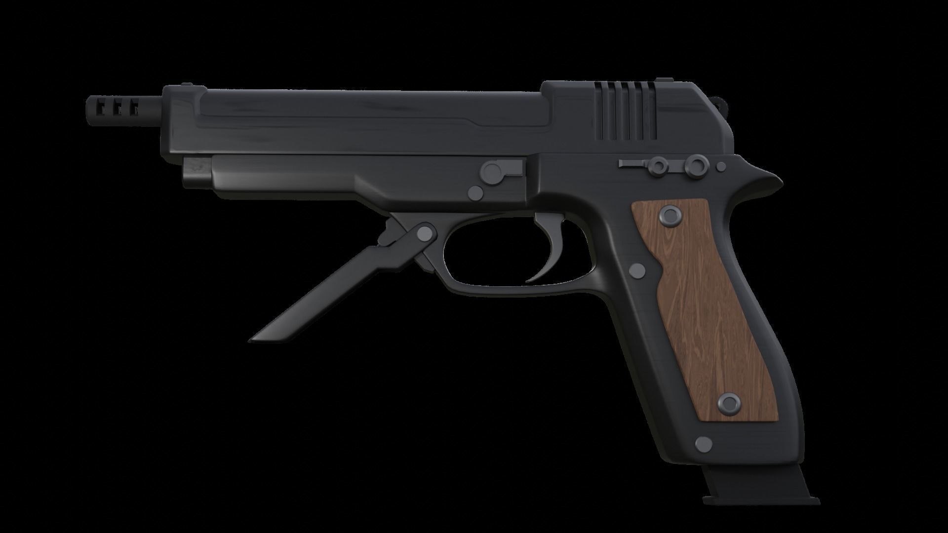  Beretta 93R Handgun Free 3D model_2